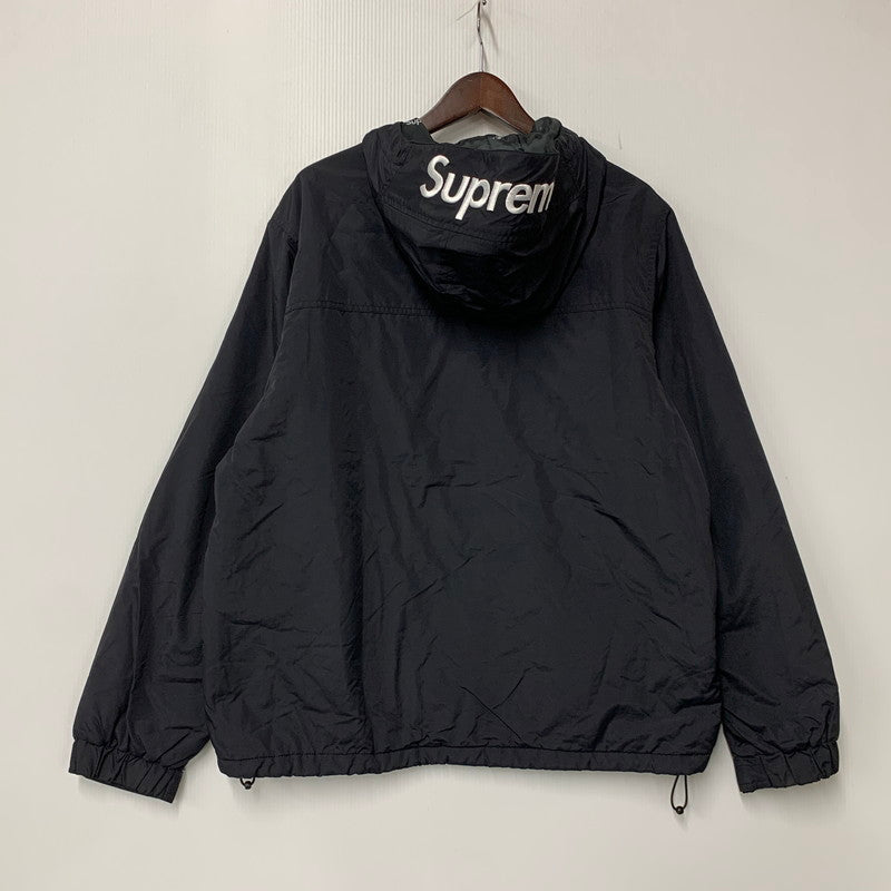 【中古品】【メンズ】 SUPREME シュプリーム HOODED フーデッド LOGO ロゴ HALF ZIP PULLOVER ハーフ ジップ プルオーバー ジャケット 149-261010-sm-03-izu サイズ：M カラー：ブラック 万代Net店