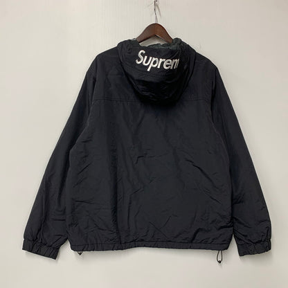 【中古品】【メンズ】 SUPREME シュプリーム HOODED フーデッド LOGO ロゴ HALF ZIP PULLOVER ハーフ ジップ プルオーバー ジャケット 149-261010-sm-03-izu サイズ：M カラー：ブラック 万代Net店