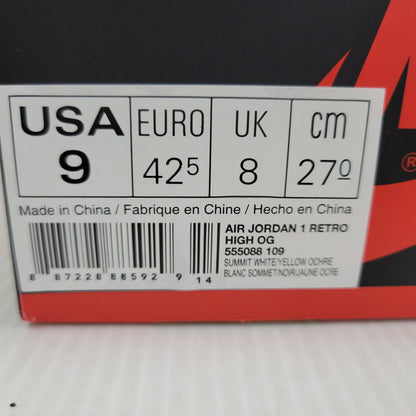 【中古美品】【メンズ】 NIKE ナイキ AIR JORDAN 1 RETRO HIGH OG 555088-109 エアジョーダン1 レトロ ハイ OG スニーカー 靴 160-260921-as-11-izu サイズ：27cm カラー：SUMMIT WHITE/YELLOW OCHRE 万代Net店