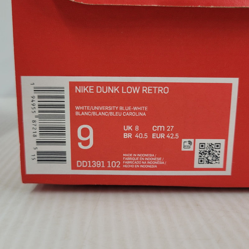 【中古美品】【メンズ】 NIKE ナイキ DUNK LOW RETRO DD1391-102 ダンク ロー レトロ スニーカー 靴 160-260921-as-10-izu サイズ：27cm カラー：WHITE/UNIVERSITY BLUE-WHITE 万代Net店