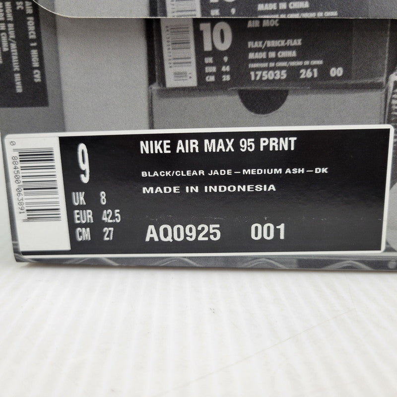 【中古品】【メンズ】 NIKE ナイキ × ATMOS アトモス AIR MAX 95 PRNT AQ0925-001 エアマックス95 プリント スニーカー 靴 160-260921-as-13-izu サイズ：27cm カラー：BLACK/CLEAR JADE-MEDIUM ASH-DK 万代Net店
