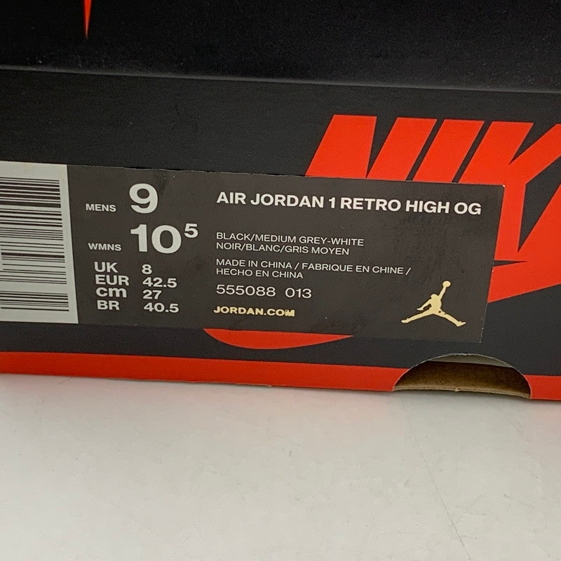 【中古品】【メンズ】 NIKE ナイキ 555088-013 AIR JORDAN エアジョーダン 1 RETRO HIGH OG レトロ ハイ オージー スニーカー シューズ 靴 160-260921-ya-06-izu サイズ：27cm カラー：BLACK/MEDIUM GREY-WHITE 万代Net店