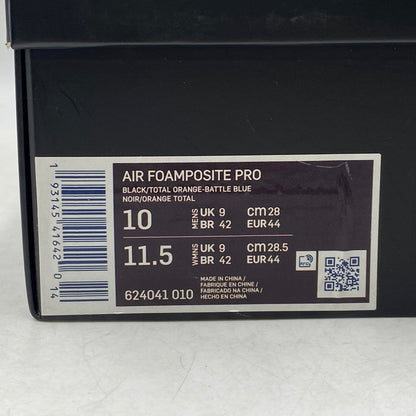 【中古品】【メンズ】 NIKE ナイキ 624041-010 AIR FOAMPOSITE PRO エア フォームポジット プロ スニーカー シューズ 靴 160-260921-ya-13-izu サイズ：28cm カラー：BLACK/TOTAL ORANGE-BATTLE BLUE 万代Net店