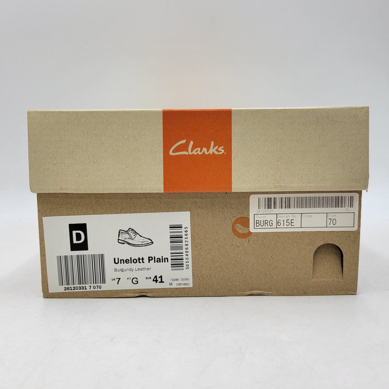 【中古美品】【メンズ】 Clarks クラークス UNELOTT PLAIN アンエロットプレイン シューズ 靴 164-260924-as-16-izu サイズ：UK7 カラー：バーガンディー 万代Net店