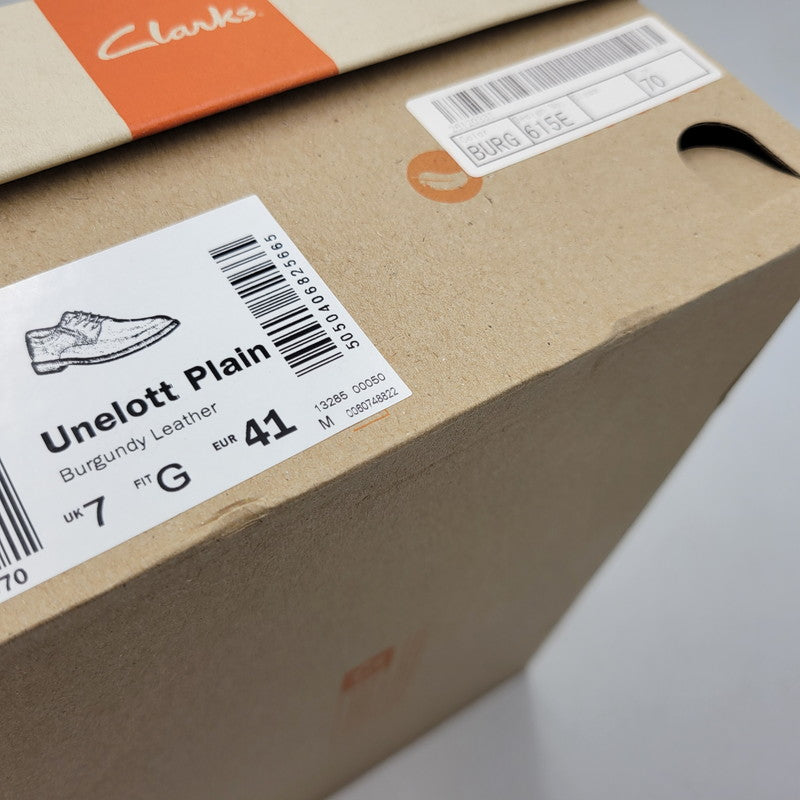 【中古美品】【メンズ】 Clarks クラークス UNELOTT PLAIN アンエロットプレイン シューズ 靴 164-260924-as-16-izu サイズ：UK7 カラー：バーガンディー 万代Net店