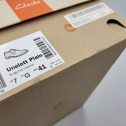【中古美品】【メンズ】 Clarks クラークス UNELOTT PLAIN アンエロットプレイン シューズ 靴 164-260924-as-16-izu サイズ：UK7 カラー：バーガンディー 万代Net店