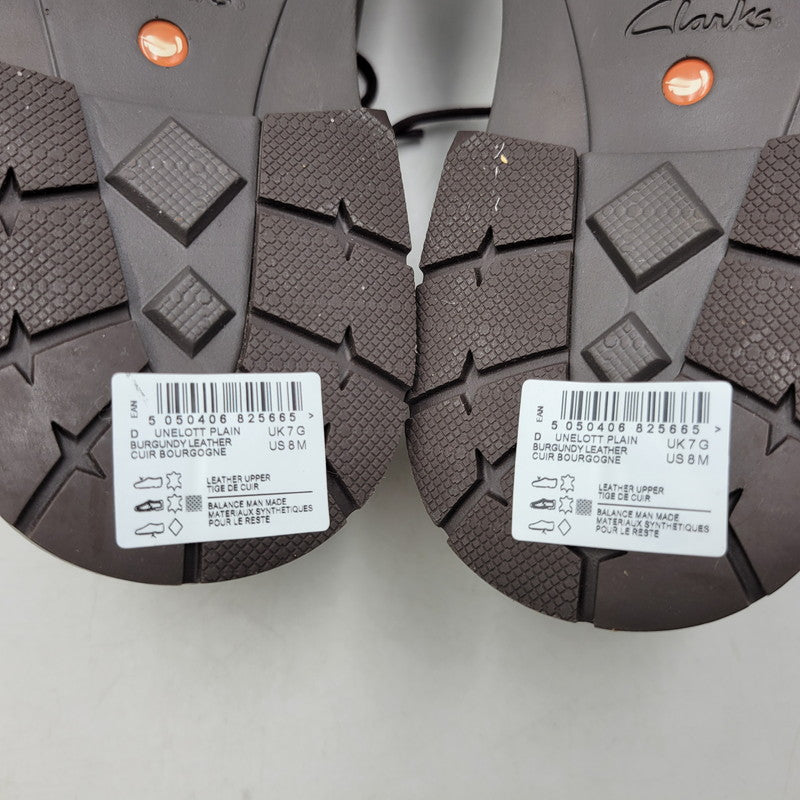 【中古美品】【メンズ】 Clarks クラークス UNELOTT PLAIN アンエロットプレイン シューズ 靴 164-260924-as-16-izu サイズ：UK7 カラー：バーガンディー 万代Net店