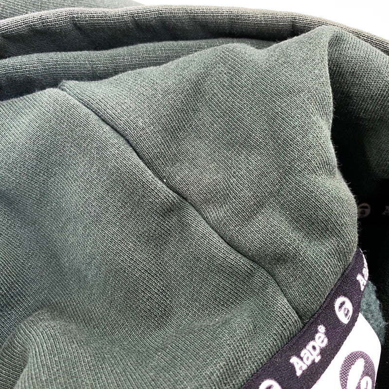 【中古品】【メンズ】 A BATHING APE -AAPE- アベイシングエイプ エーエイプ HOODED SWEATSHIRT フーデッド スウェットシャツ パーカー トップス 142-260926-kh-03-izu サイズ：M カラー：グリーン 万代Net店