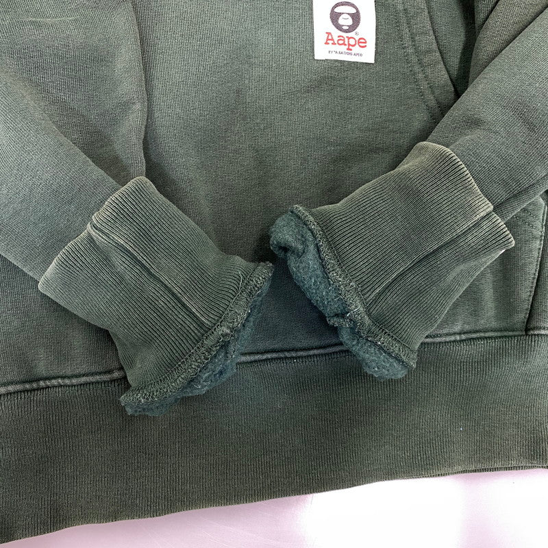 【中古品】【メンズ】 A BATHING APE -AAPE- アベイシングエイプ エーエイプ HOODED SWEATSHIRT フーデッド スウェットシャツ パーカー トップス 142-260926-kh-03-izu サイズ：M カラー：グリーン 万代Net店