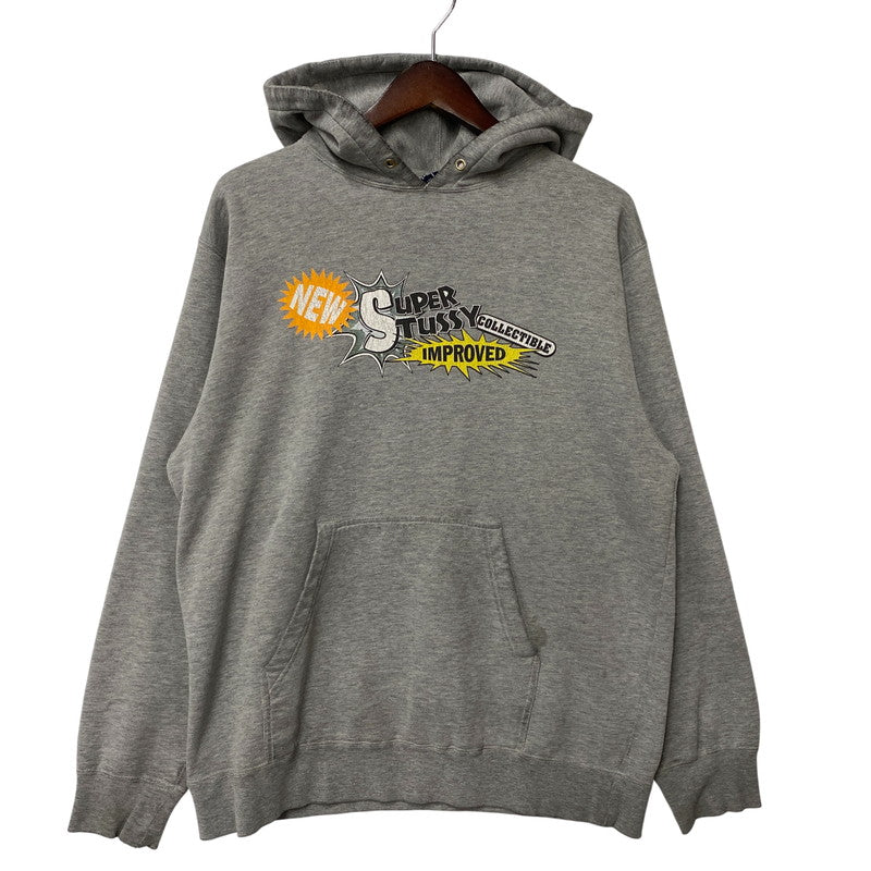 【中古品】【メンズ】 OLD STUSSY オールド ステューシー USA製 SUPER STUSSY HOODIE スーパー ステューシー フーディー パーカー トップス 142-260922-kh-06-izu サイズ：S カラー：グレー 万代Net店