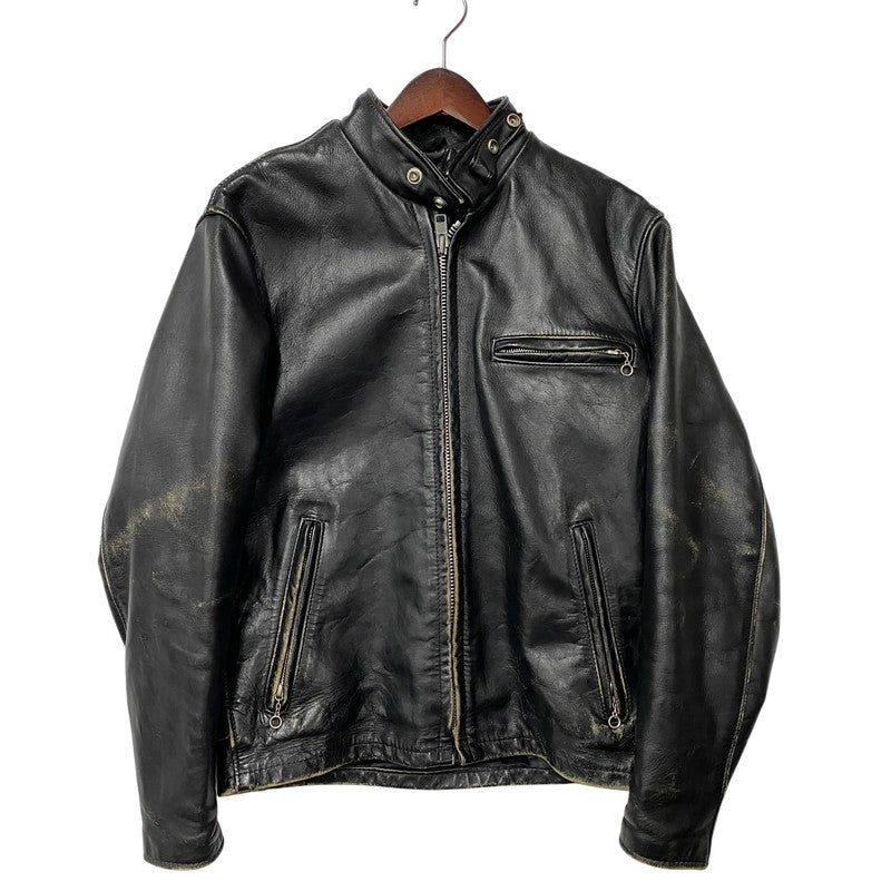 【現状渡し品】【メンズ】 SCHOTT ショット STAND-COLLAR SINGLE RIDER JACKET スタンドカラー シングル ライダース ジャケット アウター 145-260922-kh-04-izu サイズ：38 カラー：ブラック 万代Net店