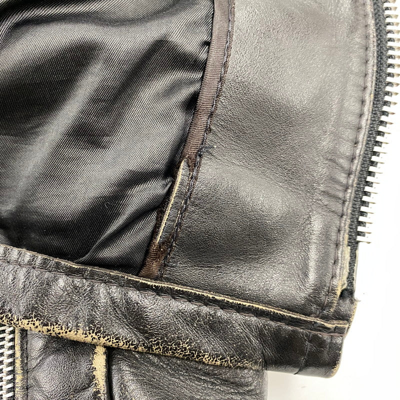 【現状渡し品】【メンズ】 SCHOTT ショット STAND-COLLAR SINGLE RIDER JACKET スタンドカラー シングル ライダース ジャケット アウター 145-260922-kh-04-izu サイズ：38 カラー：ブラック 万代Net店