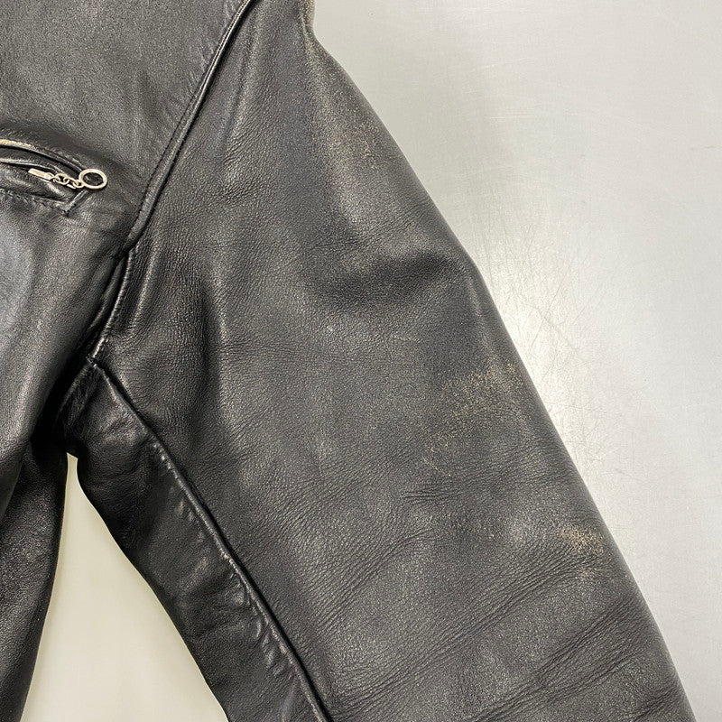【現状渡し品】【メンズ】 SCHOTT ショット STAND-COLLAR SINGLE RIDER JACKET スタンドカラー シングル ライダース ジャケット アウター 145-260922-kh-04-izu サイズ：38 カラー：ブラック 万代Net店