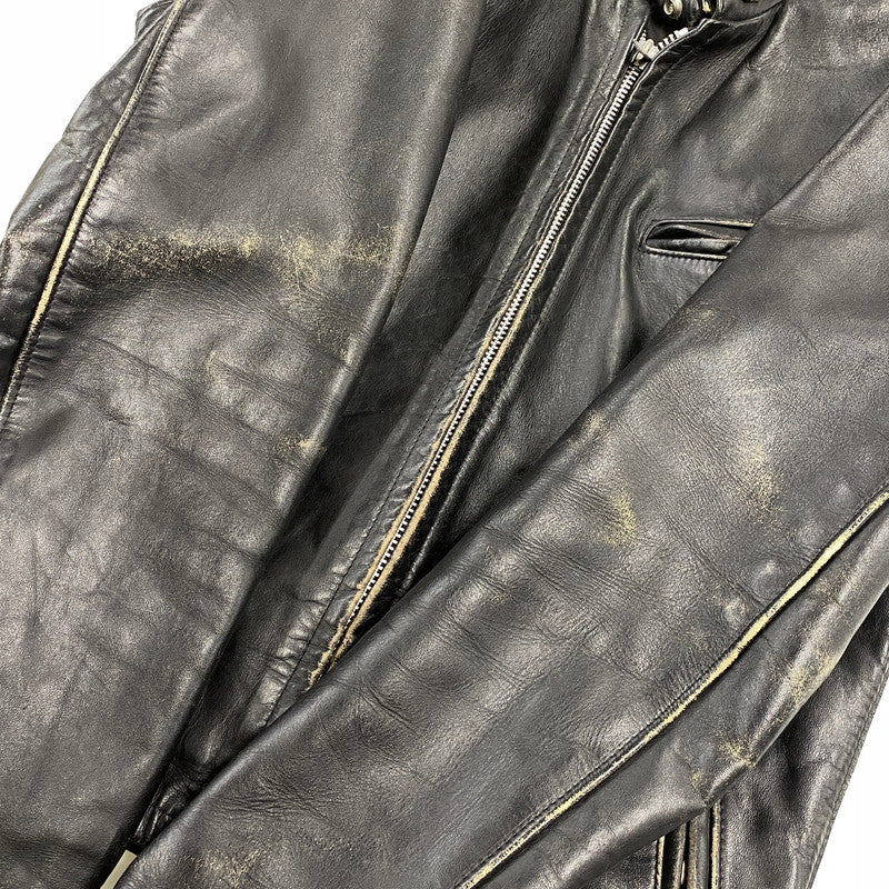 【現状渡し品】【メンズ】 SCHOTT ショット STAND-COLLAR SINGLE RIDER JACKET スタンドカラー シングル ライダース ジャケット アウター 145-260922-kh-04-izu サイズ：38 カラー：ブラック 万代Net店
