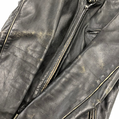 【現状渡し品】【メンズ】 SCHOTT ショット STAND-COLLAR SINGLE RIDER JACKET スタンドカラー シングル ライダース ジャケット アウター 145-260922-kh-04-izu サイズ：38 カラー：ブラック 万代Net店