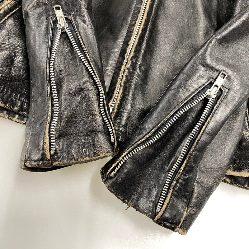 【現状渡し品】【メンズ】 SCHOTT ショット STAND-COLLAR SINGLE RIDER JACKET スタンドカラー シングル ライダース ジャケット アウター 145-260922-kh-04-izu サイズ：38 カラー：ブラック 万代Net店