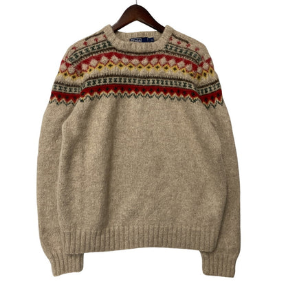 【中古品】【メンズ】 POLO RALPH LAUREN ポロ・ラルフローレン FAIR ISLE ALPACA WOOL KNIT フェアアイル アルパカ ウール ニット トップス 146-260922-kh-07-izu サイズ：XL カラー：ベージュ系 万代Net店