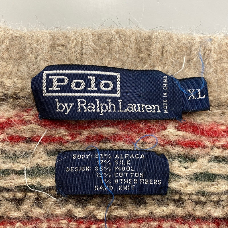 【中古品】【メンズ】 POLO RALPH LAUREN ポロ・ラルフローレン FAIR ISLE ALPACA WOOL KNIT フェアアイル アルパカ ウール ニット トップス 146-260922-kh-07-izu サイズ：XL カラー：ベージュ系 万代Net店