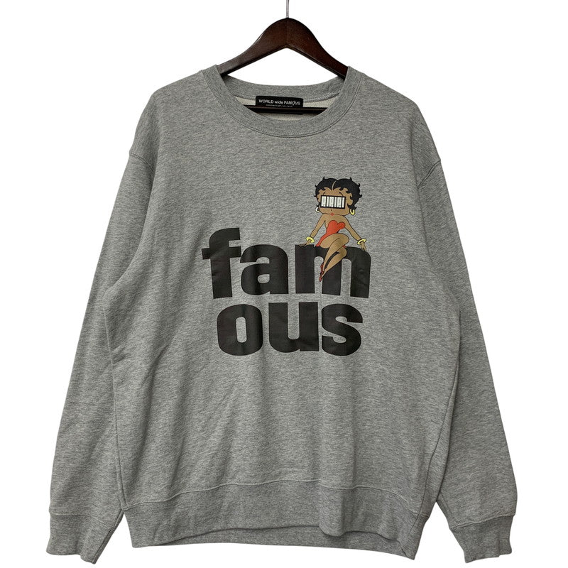 【中古品】【メンズ】 WORLD WIDE FAMOUS ワールドワイドフェイマス BETTY GRAPHIC SWEATSHIRT ベティ グラフィック スウェットシャツ トップス 142-260924-kh-08-izu サイズ：L カラー：グレー 万代Net店