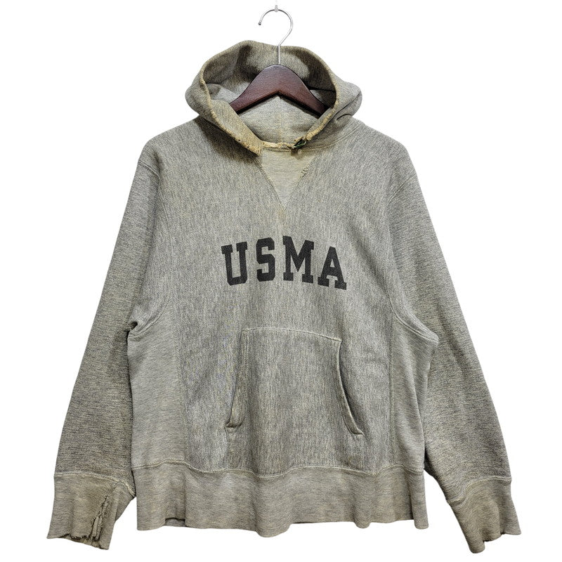 【現状渡し品】【メンズ】 CHAMPION チャンピオン USA製 トリコタグ後期 染み込みプリント USMA REVERSE WEAVE HOODED SWEATSHIRT リバース ウィーブ フーデッド スウェットシャツ 146-261017-kh-07-izu サイズ：M カラー：グレー 万代Net店