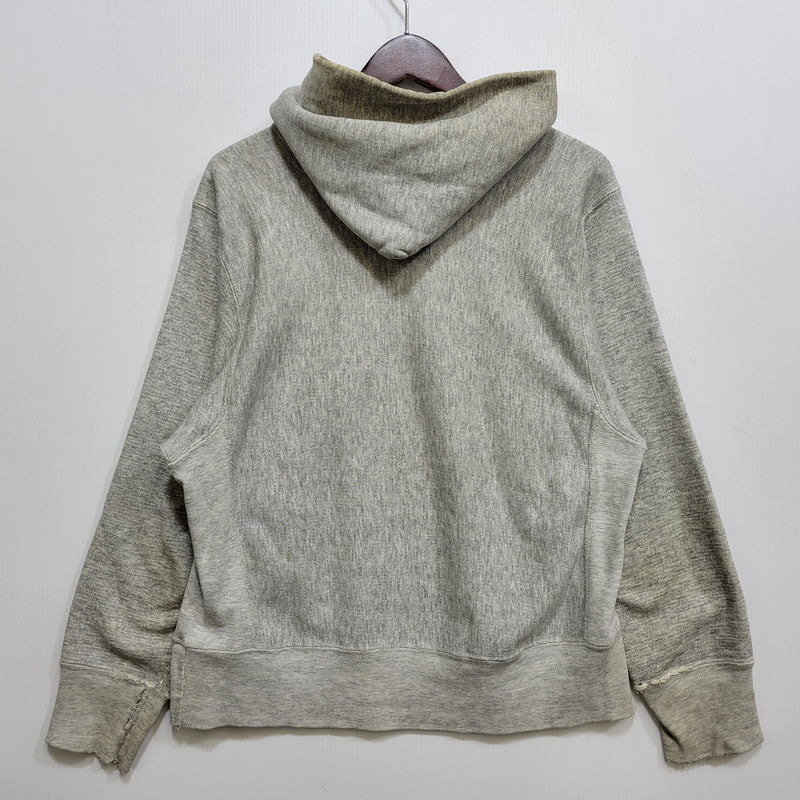 【現状渡し品】【メンズ】 CHAMPION チャンピオン USA製 トリコタグ後期 染み込みプリント USMA REVERSE WEAVE HOODED SWEATSHIRT リバース ウィーブ フーデッド スウェットシャツ 146-261017-kh-07-izu サイズ：M カラー：グレー 万代Net店