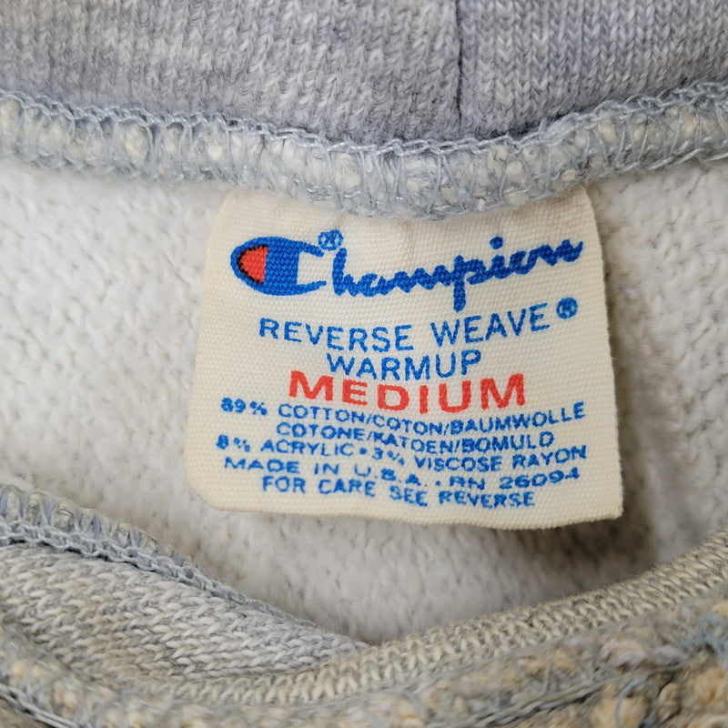 【現状渡し品】【メンズ】 CHAMPION チャンピオン USA製 トリコタグ後期 染み込みプリント USMA REVERSE WEAVE HOODED SWEATSHIRT リバース ウィーブ フーデッド スウェットシャツ 146-261017-kh-07-izu サイズ：M カラー：グレー 万代Net店