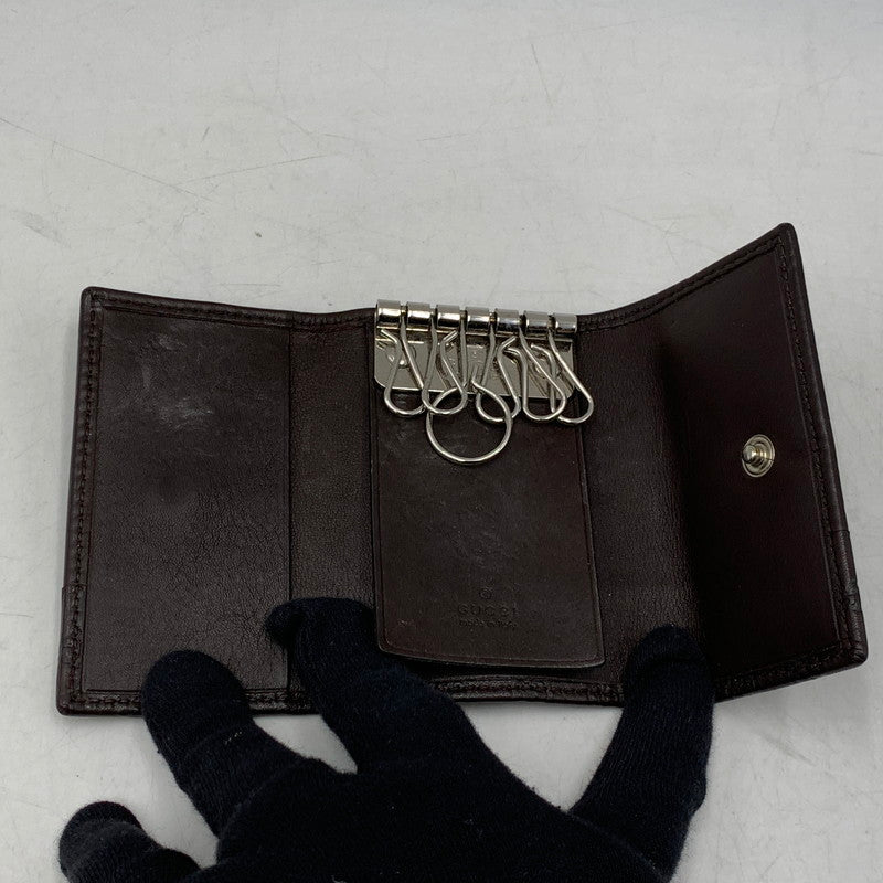 【中古品】【メンズ/レディース】 GUCCI グッチ 256433 グッチシマ 6連 キーケース 財布 181-260929-ya-14-izu カラー：ブラウン 万代Net店