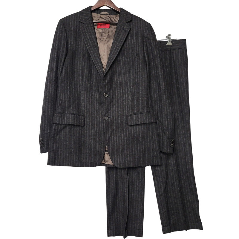 【中古品】【メンズ】 HUGO BOSS ヒューゴボス STRIPE TAILORED SET-UP ストライプ テーラード セットアップ スーツ 141-261007-sm-16-izu サイズ：下記参照 カラー：チャコール 万代Net店