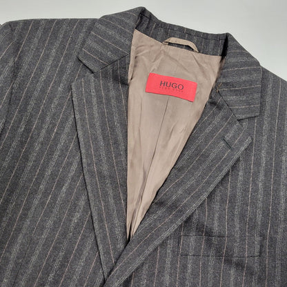【中古品】【メンズ】 HUGO BOSS ヒューゴボス STRIPE TAILORED SET-UP ストライプ テーラード セットアップ スーツ 141-261007-sm-16-izu サイズ：下記参照 カラー：チャコール 万代Net店