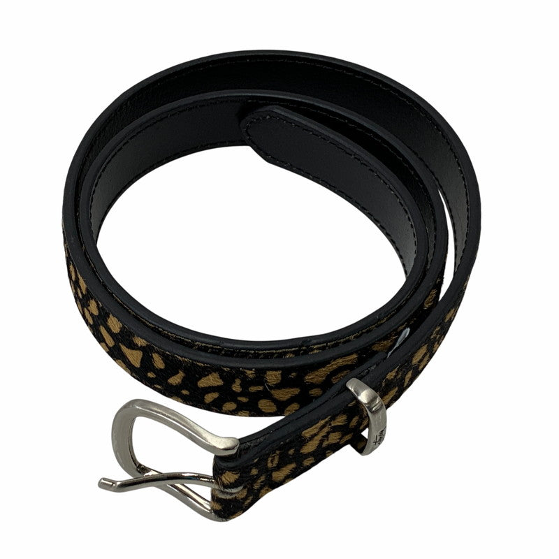 【中古品】【メンズ/レディース】 STUSSY ステューシー PONY HAIR DRESS BELT ポニー ヘアー ドレス ベルト 205-260927-kh-09-izu サイズ：S/M カラー：ベージュ×ブラック 万代Net店