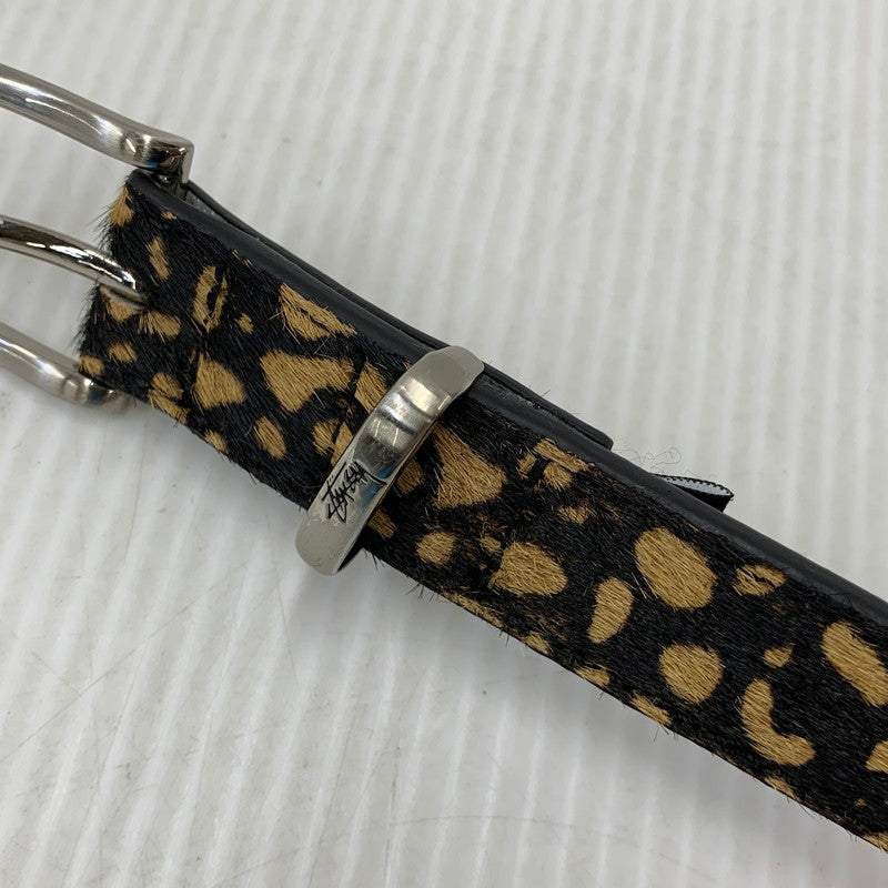 【中古品】【メンズ/レディース】 STUSSY ステューシー PONY HAIR DRESS BELT ポニー ヘアー ドレス ベルト 205-260927-kh-09-izu サイズ：S/M カラー：ベージュ×ブラック 万代Net店