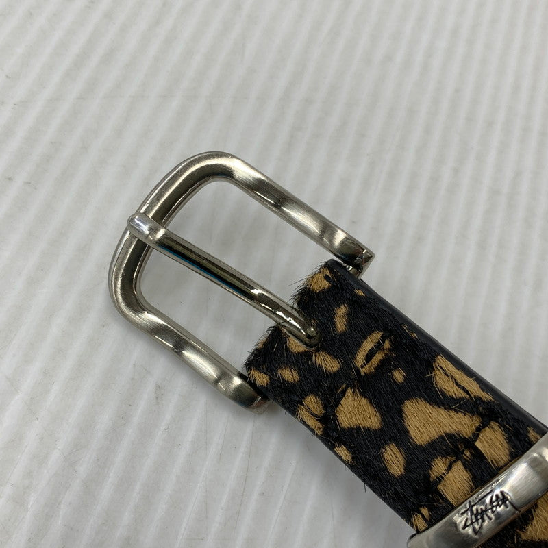 【中古品】【メンズ/レディース】 STUSSY ステューシー PONY HAIR DRESS BELT ポニー ヘアー ドレス ベルト 205-260927-kh-09-izu サイズ：S/M カラー：ベージュ×ブラック 万代Net店