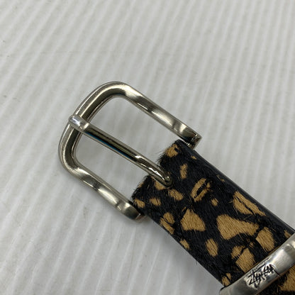 【中古品】【メンズ/レディース】 STUSSY ステューシー PONY HAIR DRESS BELT ポニー ヘアー ドレス ベルト 205-260927-kh-09-izu サイズ：S/M カラー：ベージュ×ブラック 万代Net店