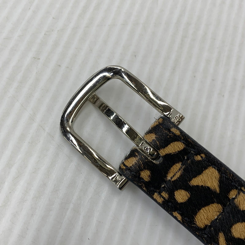 【中古品】【メンズ/レディース】 STUSSY ステューシー PONY HAIR DRESS BELT ポニー ヘアー ドレス ベルト 205-260927-kh-09-izu サイズ：S/M カラー：ベージュ×ブラック 万代Net店