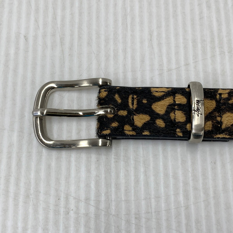 【中古品】【メンズ/レディース】 STUSSY ステューシー PONY HAIR DRESS BELT ポニー ヘアー ドレス ベルト 205-260927-kh-09-izu サイズ：S/M カラー：ベージュ×ブラック 万代Net店