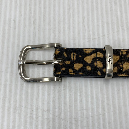 【中古品】【メンズ/レディース】 STUSSY ステューシー PONY HAIR DRESS BELT ポニー ヘアー ドレス ベルト 205-260927-kh-09-izu サイズ：S/M カラー：ベージュ×ブラック 万代Net店
