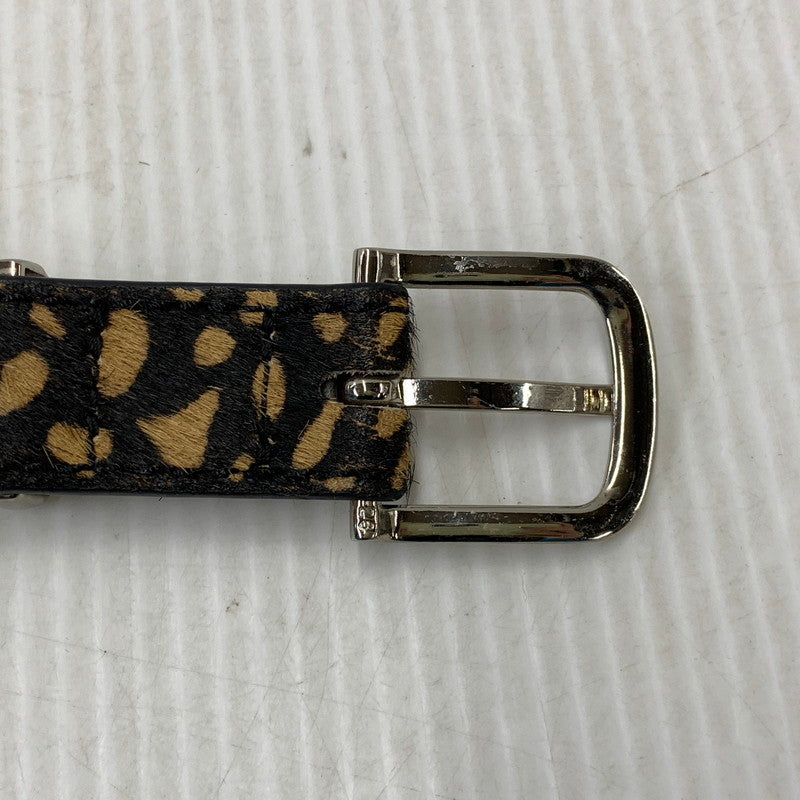 【中古品】【メンズ/レディース】 STUSSY ステューシー PONY HAIR DRESS BELT ポニー ヘアー ドレス ベルト 205-260927-kh-09-izu サイズ：S/M カラー：ベージュ×ブラック 万代Net店