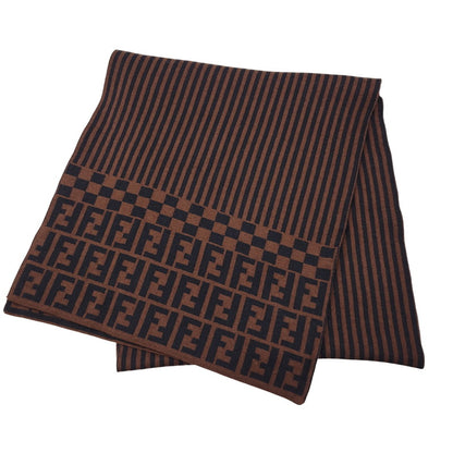 【中古品】【メンズ/レディース】 FENDI フェンディ ZUCCA PATTERN WOOL SCARF ズッカ柄 ウール スカーフ ストール マフラー 183-260927-as-21-izu カラー：ブラウン×ブラック 万代Net店