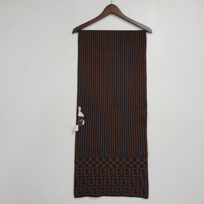 【中古品】【メンズ/レディース】 FENDI フェンディ ZUCCA PATTERN WOOL SCARF ズッカ柄 ウール スカーフ ストール マフラー 183-260927-as-21-izu カラー：ブラウン×ブラック 万代Net店