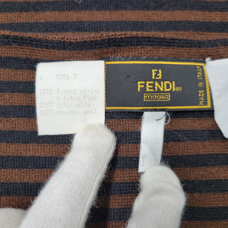 【中古品】【メンズ/レディース】 FENDI フェンディ ZUCCA PATTERN WOOL SCARF ズッカ柄 ウール スカーフ ストール マフラー 183-260927-as-21-izu カラー：ブラウン×ブラック 万代Net店