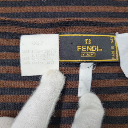 【中古品】【メンズ/レディース】 FENDI フェンディ ZUCCA PATTERN WOOL SCARF ズッカ柄 ウール スカーフ ストール マフラー 183-260927-as-21-izu カラー：ブラウン×ブラック 万代Net店