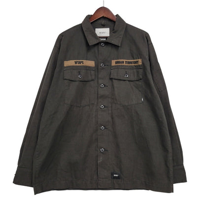 【中古品】【メンズ】 WTAPS ダブルタップス BUDS LS COTTON. SERGE 212BRDT-SHM02 ロングスリーブ 長袖 シャツ 142-261010-as-23-izu サイズ：03 カラー：チャコール系 万代Net店