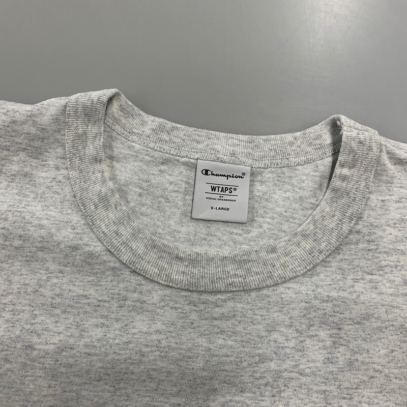 【中古品】【メンズ】 WTAPS ダブルタップス×CHAMPION チャンピオン 242HBCHD-CSM01S ACADEMY SS COTTON. TEE アカデミー ショートスリーブ コットン Ｔシャツ トップス 半袖 142-260923-cs-02-izu サイズ：XL カラー：グレー 万代Net店
