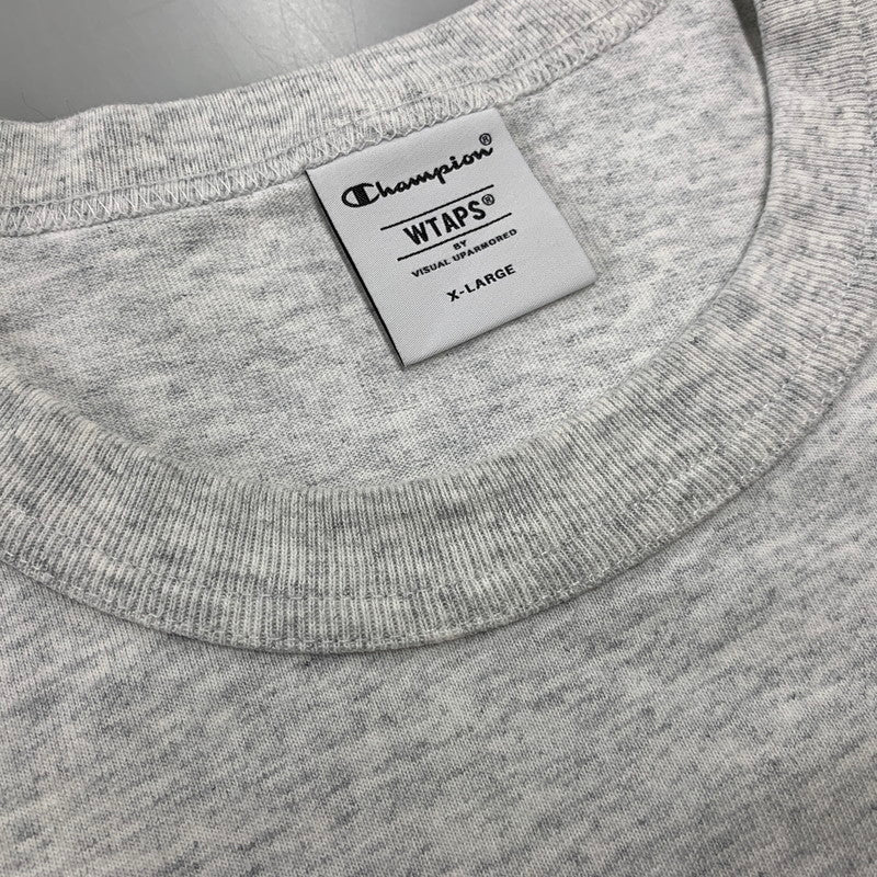 【中古品】【メンズ】 WTAPS ダブルタップス×CHAMPION チャンピオン 242HBCHD-CSM01S ACADEMY SS COTTON. TEE アカデミー ショートスリーブ コットン Ｔシャツ トップス 半袖 142-260923-cs-02-izu サイズ：XL カラー：グレー 万代Net店