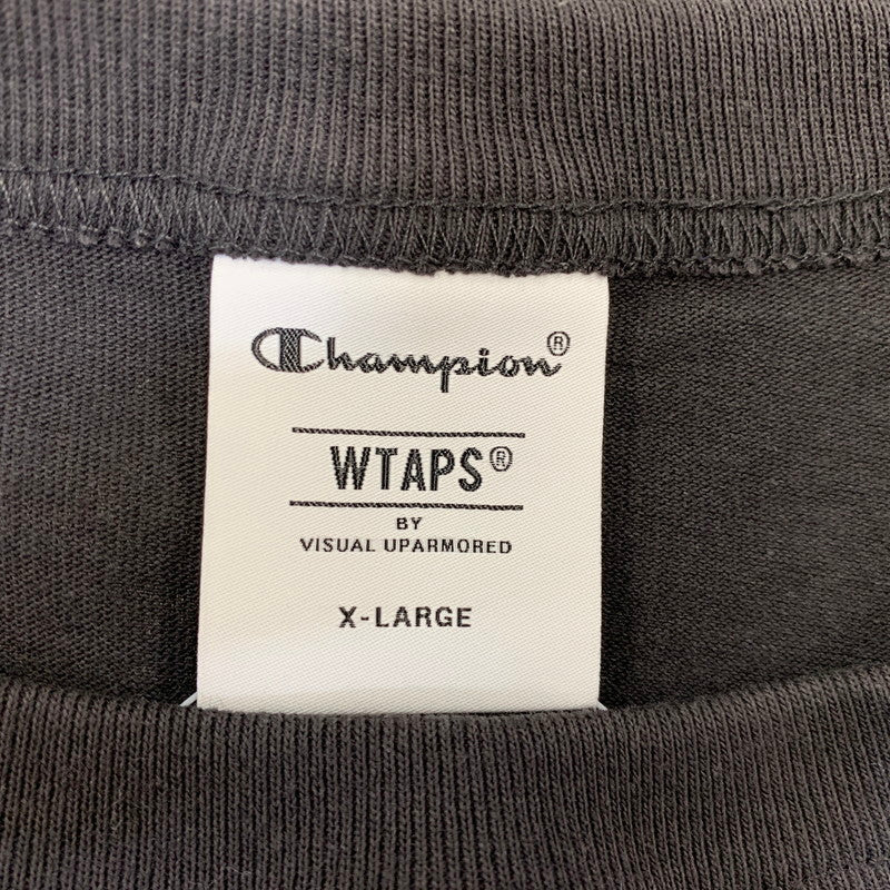 【中古美品】【メンズ】 WTAPS ダブルタップス × CHAMPION チャンピオン ACADEMY SS COTTON 252HBCHD-CSM01S アカデミー ショートスリーブ コットン Tシャツ 半袖 トップス 142-260925-ay-04-izu サイズ：XL カラー：ブラック 万代Net店