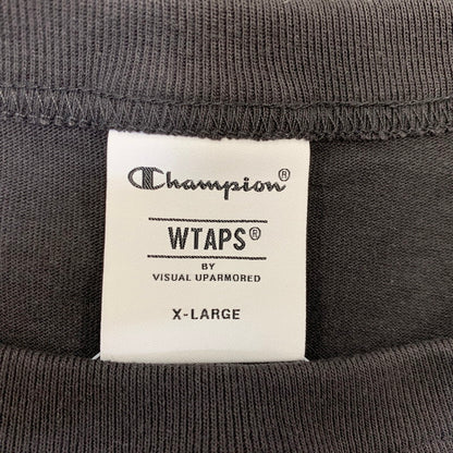 【中古美品】【メンズ】 WTAPS ダブルタップス × CHAMPION チャンピオン ACADEMY SS COTTON 252HBCHD-CSM01S アカデミー ショートスリーブ コットン Tシャツ 半袖 トップス 142-260925-ay-04-izu サイズ：XL カラー：ブラック 万代Net店