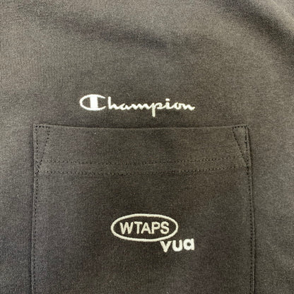【中古美品】【メンズ】 WTAPS ダブルタップス × CHAMPION チャンピオン ACADEMY SS COTTON 252HBCHD-CSM01S アカデミー ショートスリーブ コットン Tシャツ 半袖 トップス 142-260925-ay-04-izu サイズ：XL カラー：ブラック 万代Net店