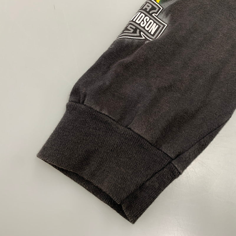 【中古品】【メンズ】 HARLEY-DAVIDSON ハーレーダビッドソン c2012 GREEN FLAME CLOVER LS TEE グリーン フレーム クローバー ロングスリーブ Ｔシャツ トップス 長袖 146-260923-cs-01-izu サイズ：不明 カラー：ブラック 万代Net店