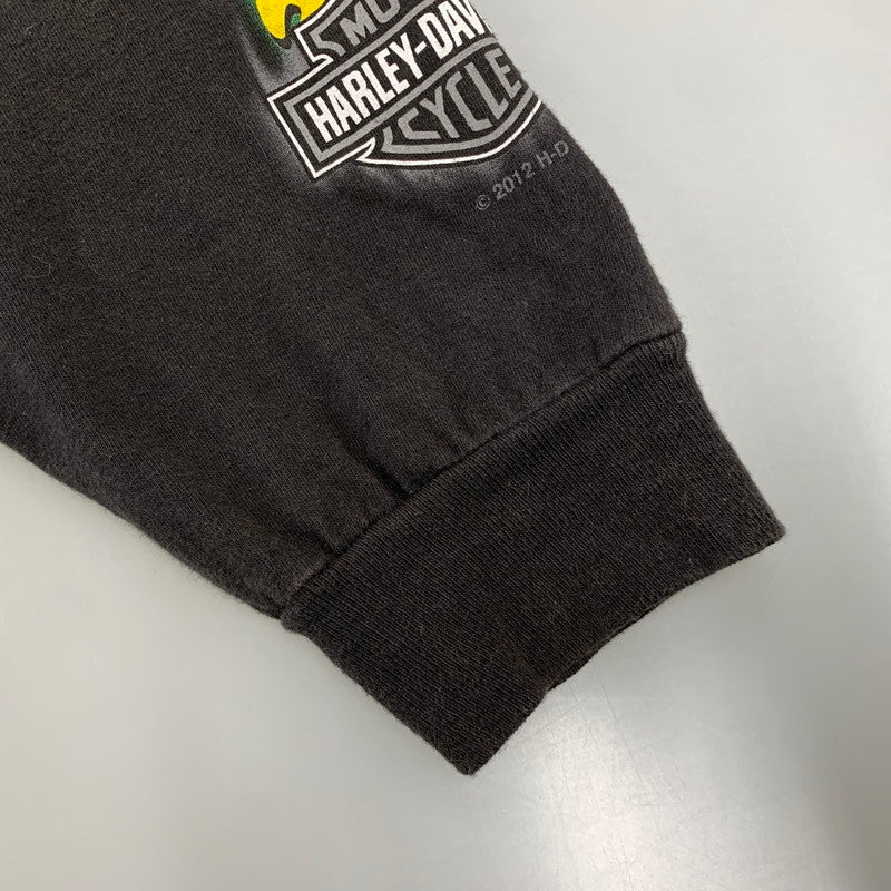 【中古品】【メンズ】 HARLEY-DAVIDSON ハーレーダビッドソン c2012 GREEN FLAME CLOVER LS TEE グリーン フレーム クローバー ロングスリーブ Ｔシャツ トップス 長袖 146-260923-cs-01-izu サイズ：不明 カラー：ブラック 万代Net店