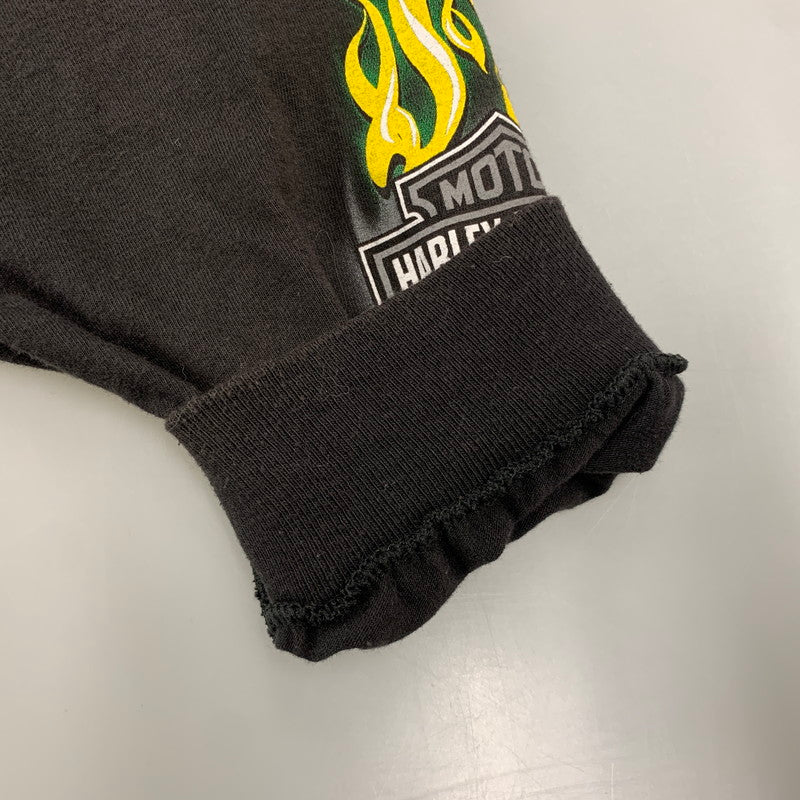 【中古品】【メンズ】 HARLEY-DAVIDSON ハーレーダビッドソン c2012 GREEN FLAME CLOVER LS TEE グリーン フレーム クローバー ロングスリーブ Ｔシャツ トップス 長袖 146-260923-cs-01-izu サイズ：不明 カラー：ブラック 万代Net店